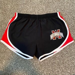 Black and Red Mustang Logo Running Shorts